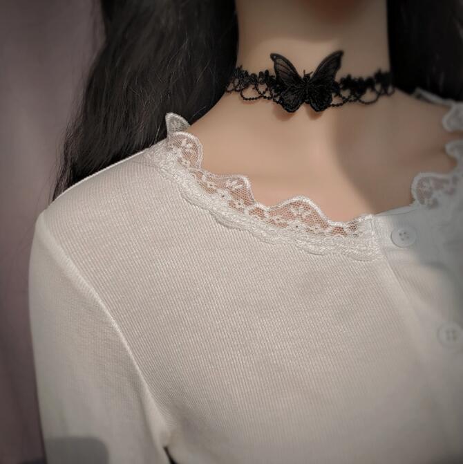 Wholesale Retro girl' s necklace with dark night rose and ns